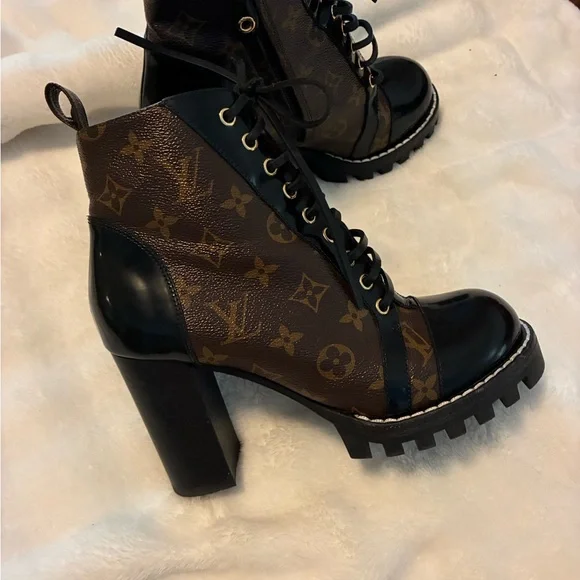 Louis Vuitton Black and Brown Heeled Boots - Picture 1 of 8